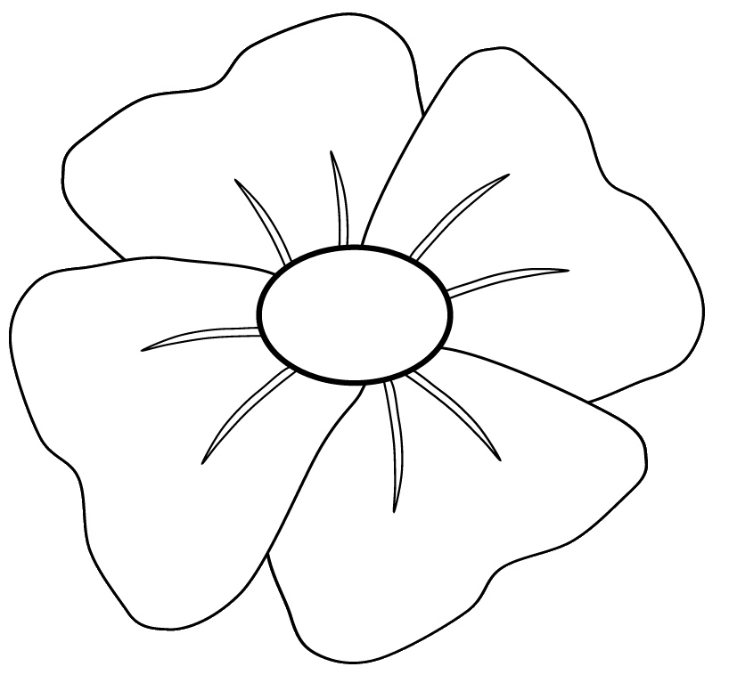 827x767 Poppy Flower Clipart Black And White