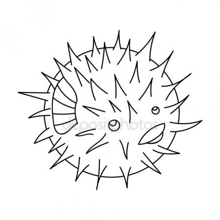 450x450 Porcupine Fish Icon In Outline Style Isolated On White Background