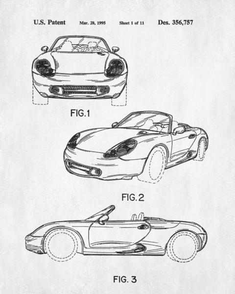 480x600 Porsche Patent Print Motoring Wall Art Sports Car Poster