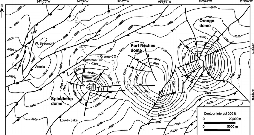 850x454 Structure Contour Map On A2 Horizon, Port Arthur Area, Texas