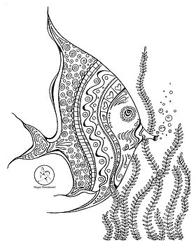 280x350 Coloring Page With Beautiful Tropical Fish 2 Drawing By Megan