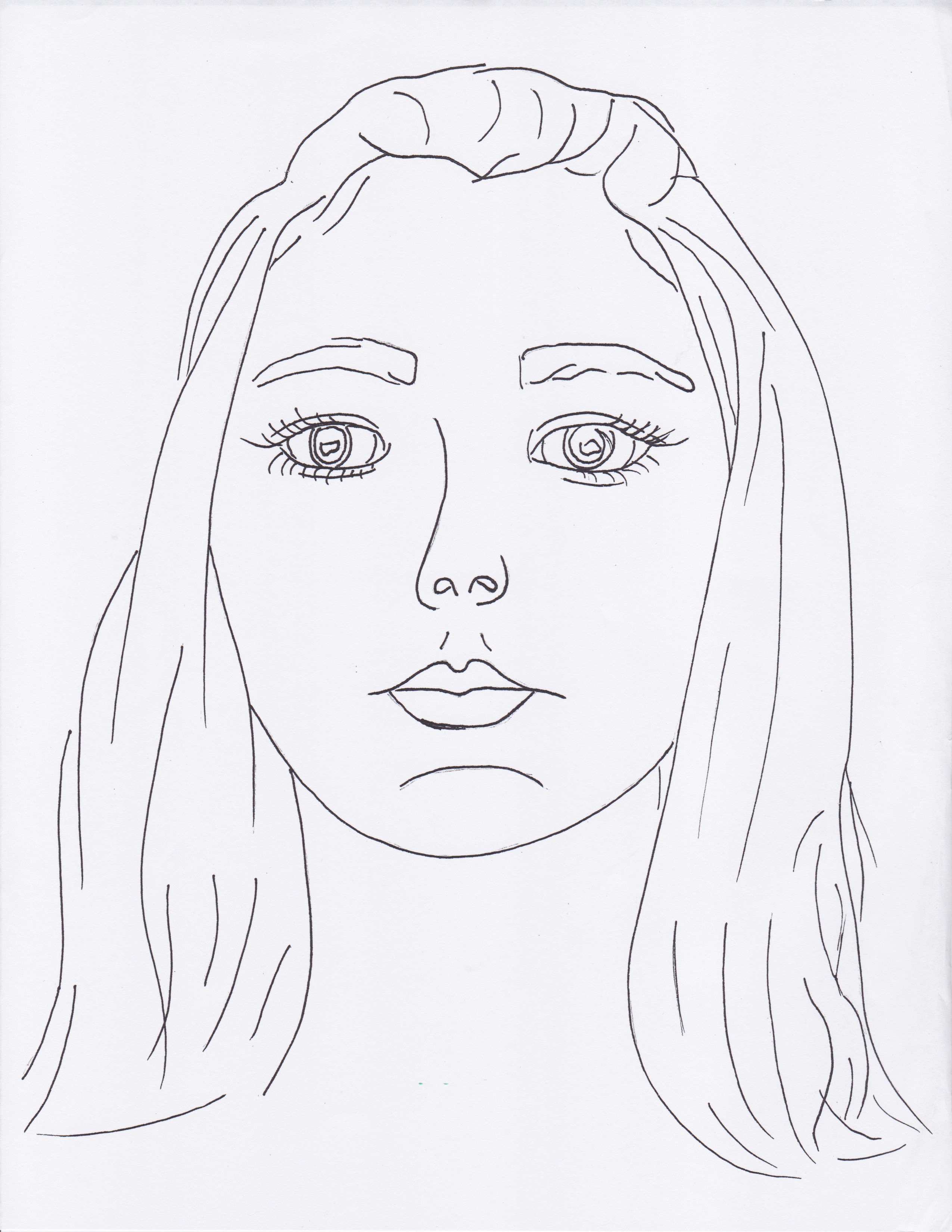 2550x3300 Simple Self Portrait Contour Line Drawing Artistic Imaginings
