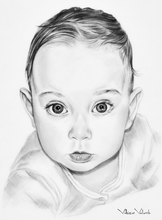 570x772 Custom Baby Portrait Pencil Drawing From Your Photo Sketch