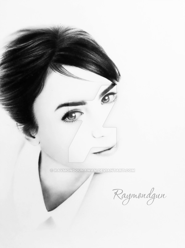 600x801 Lily Collins Portrait Drawing By Raymondgunawan