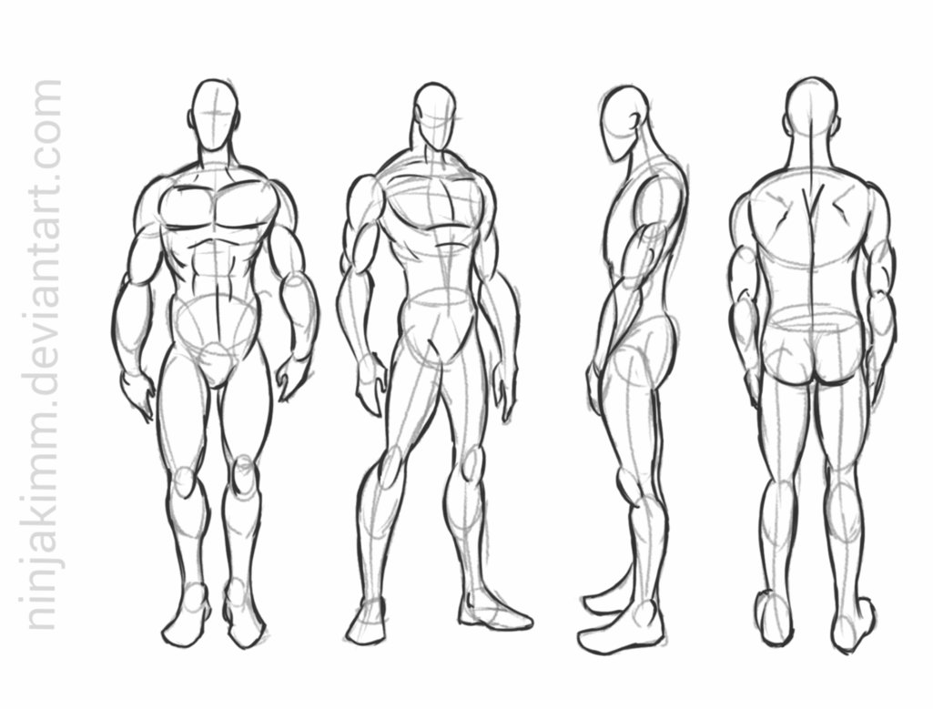 1025x779 Male Standing Pose (Commission Sketch) By Ninjakimm