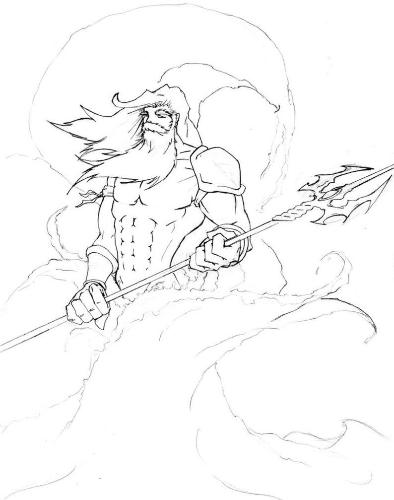 794x1007 Poseidon Line Art By Calisurfr22