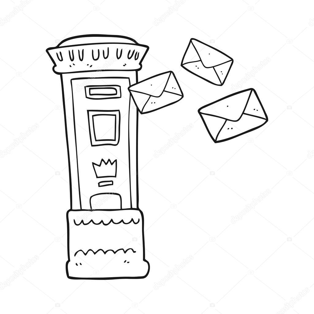 1024x1024 Black And White Cartoon British Post Box Stock Vector