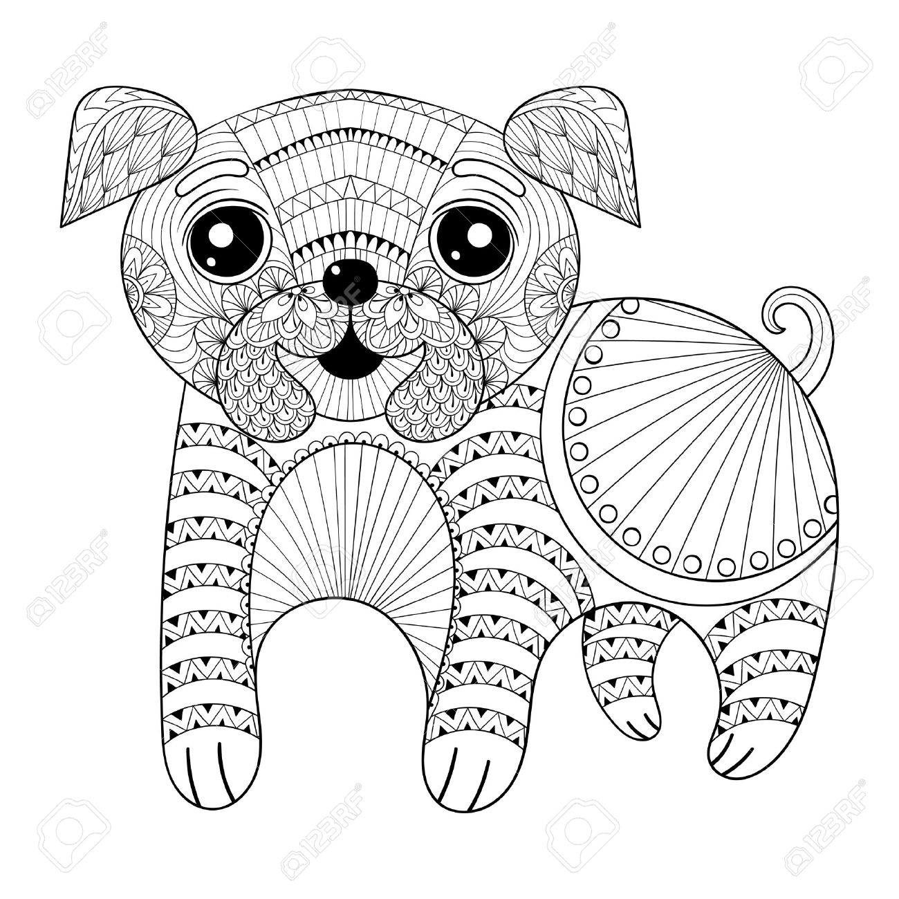1300x1300 Zentangle Hand Drawing Dog For Antistress Coloring Pages, Post