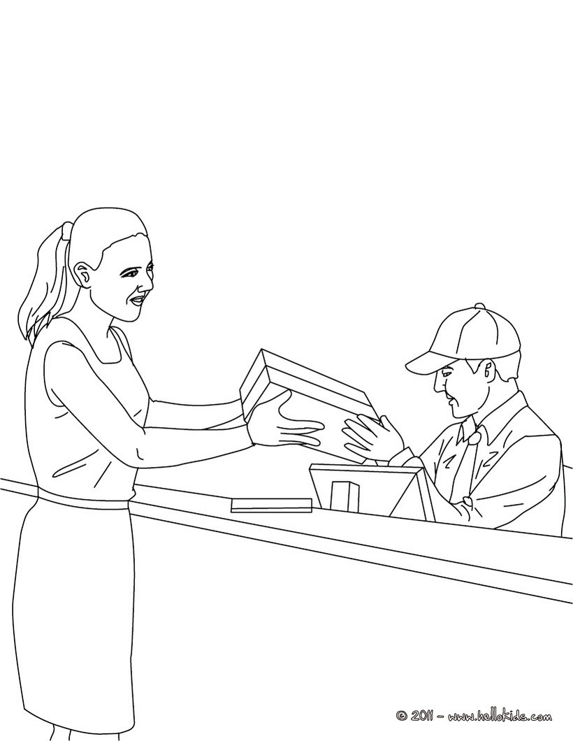 820x1060 Postman In The Parcel Post Office Coloring Pages