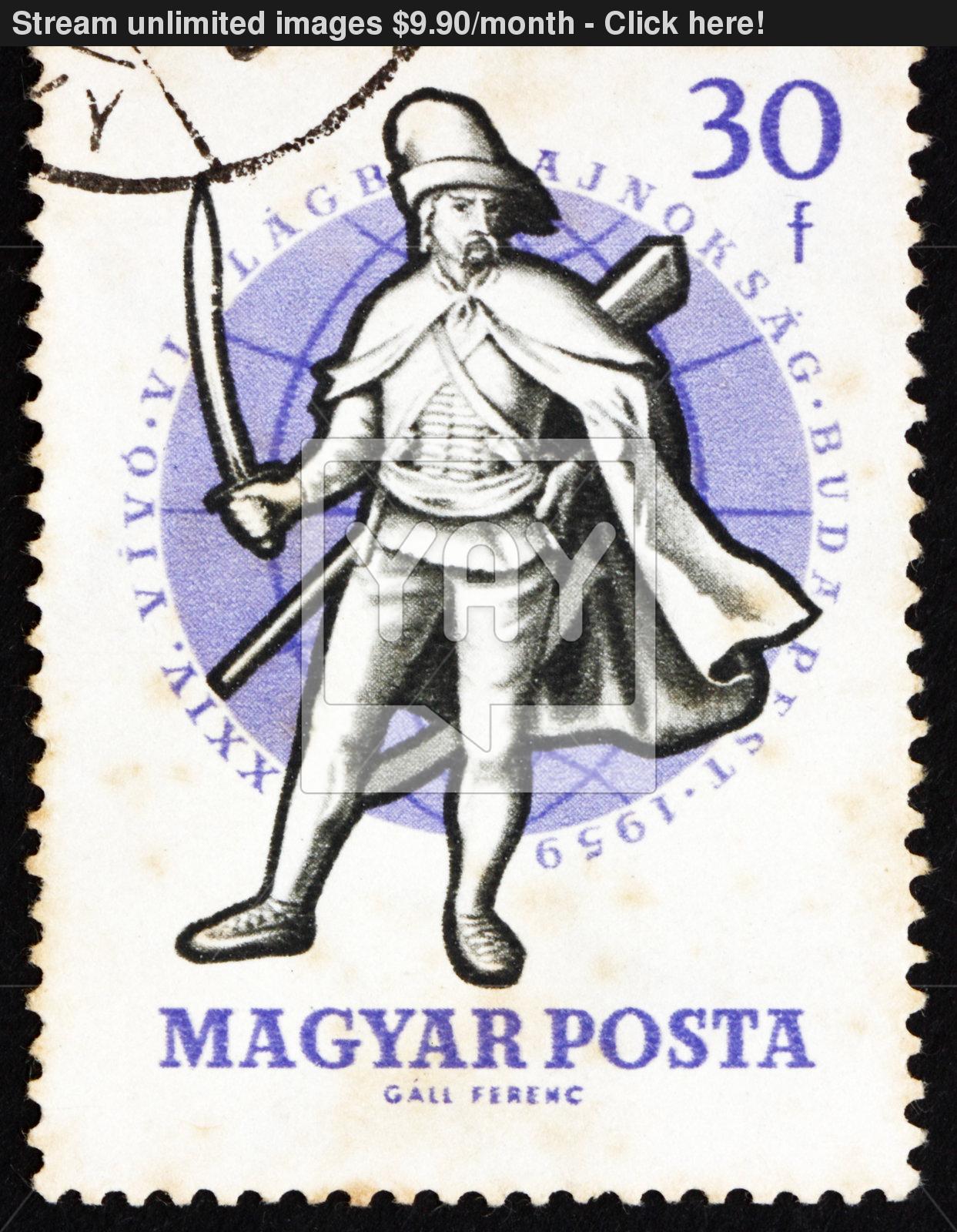 1243x1600 Postage Stamp Hungary 1959 Soldier, 18th Century Image