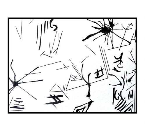 498x449 Silhouette Minimalist Drawing Abstract Art Postcard Black