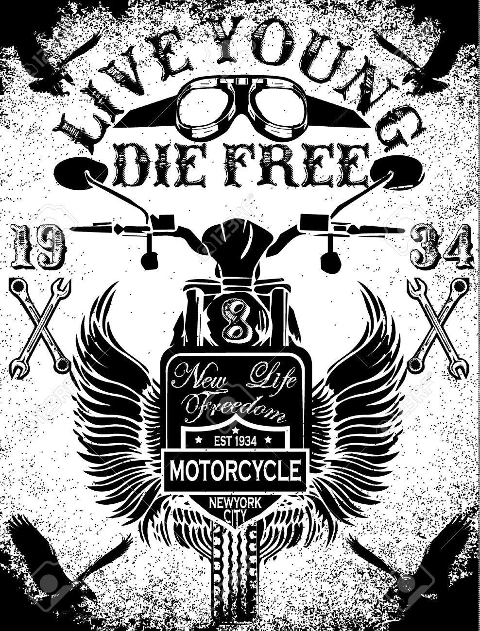 988x1300 Motorcycle Racing Typography Graphics And Poster. Skull And Old
