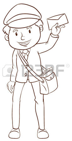 230x450 Illustration Of A Simple Drawing Of A Postman On A White