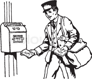 320x273 A Postman Is Coming And Children Are Greeting Him, Vintage Line