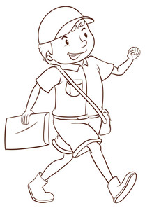 208x300 A Simple Drawing Of A Smiling Postman On A White Background
