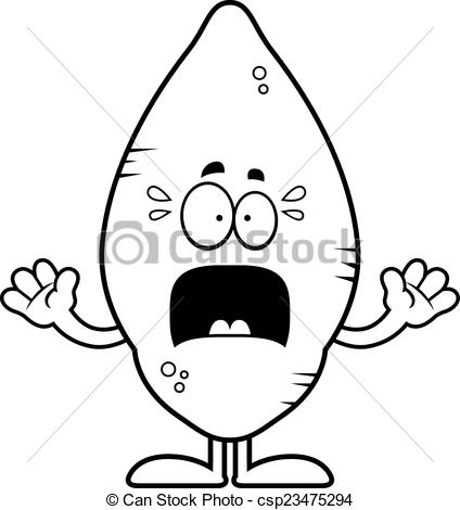 424x470 Scared Cartoon Sweet Potato. A Cartoon Illustration Of A Eps