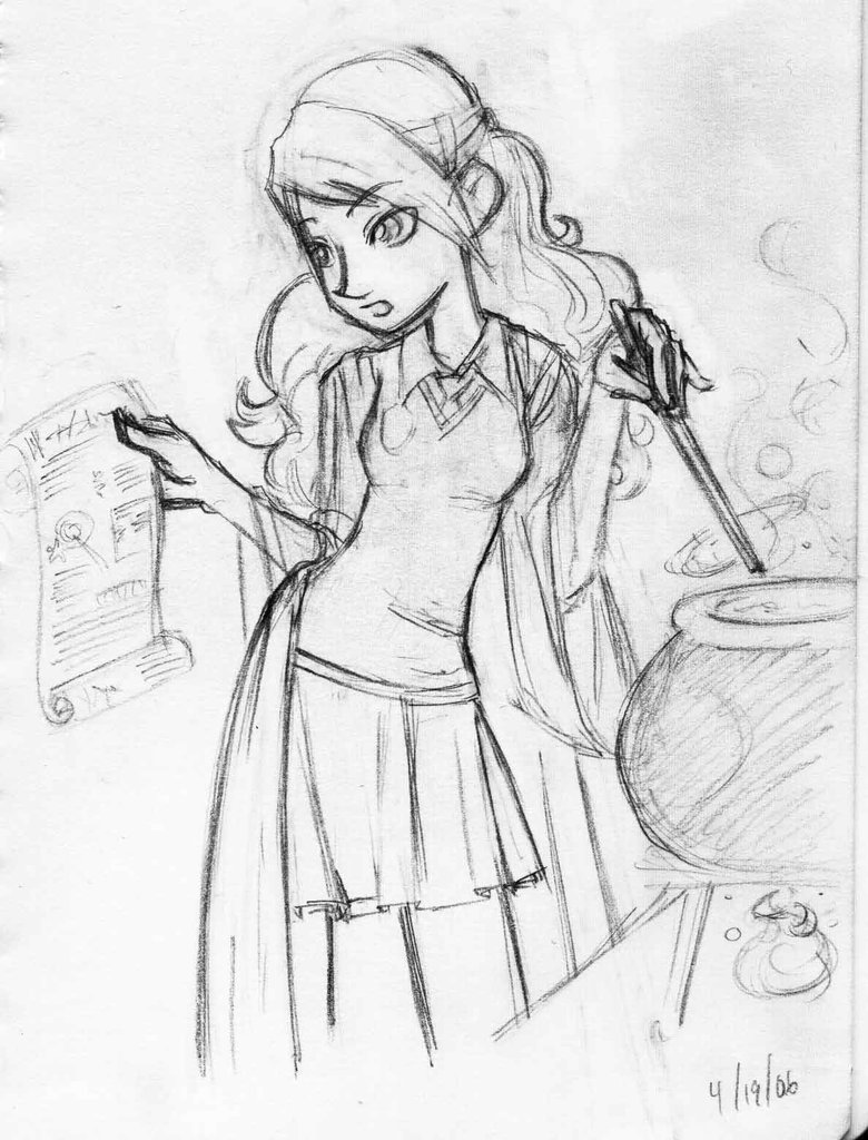 780x1024 Hermione's Potion Sketch By Cartooni