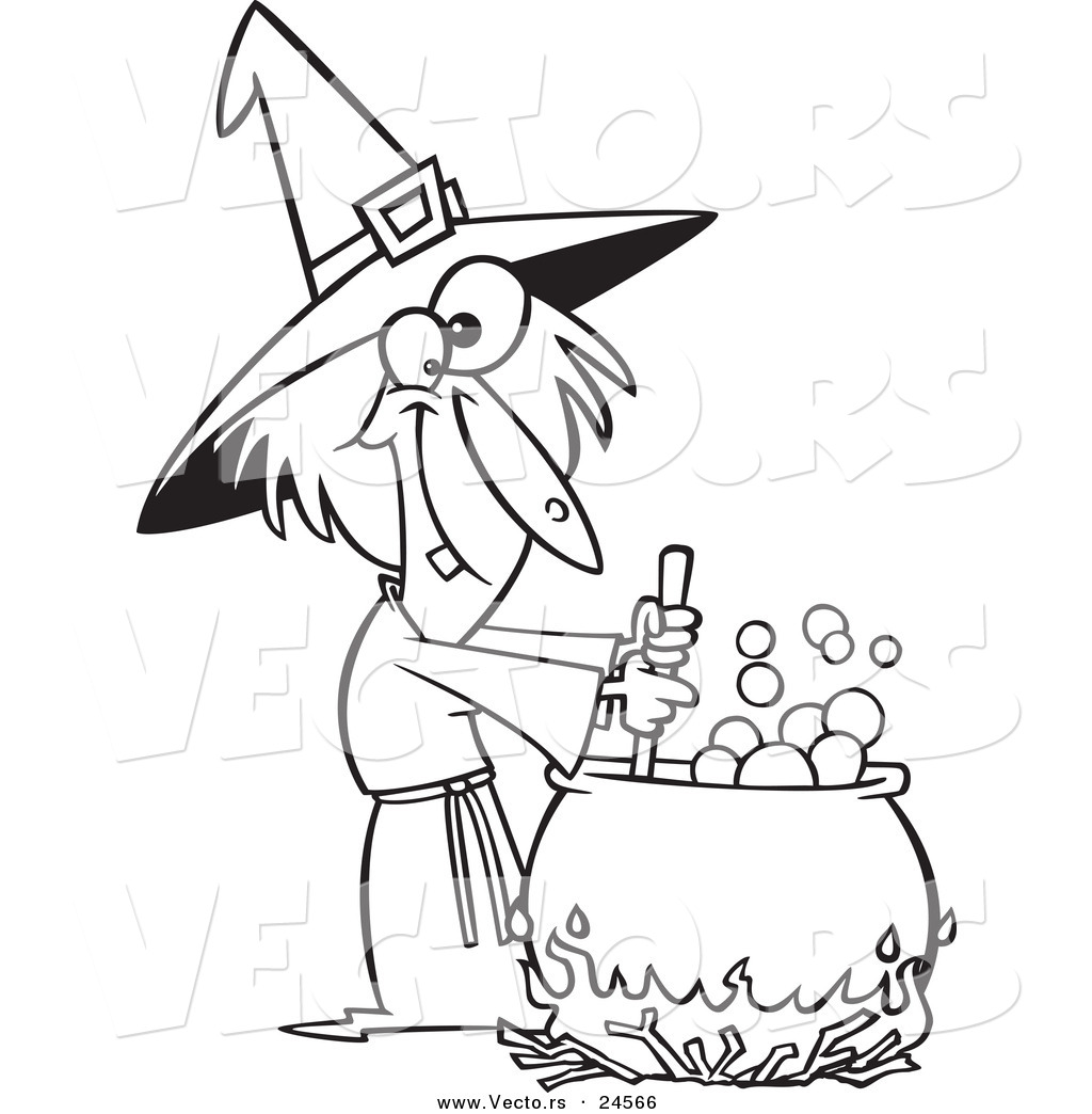 1024x1044 Vector Of A Cartoon Warted Witch Stirring Her Potion