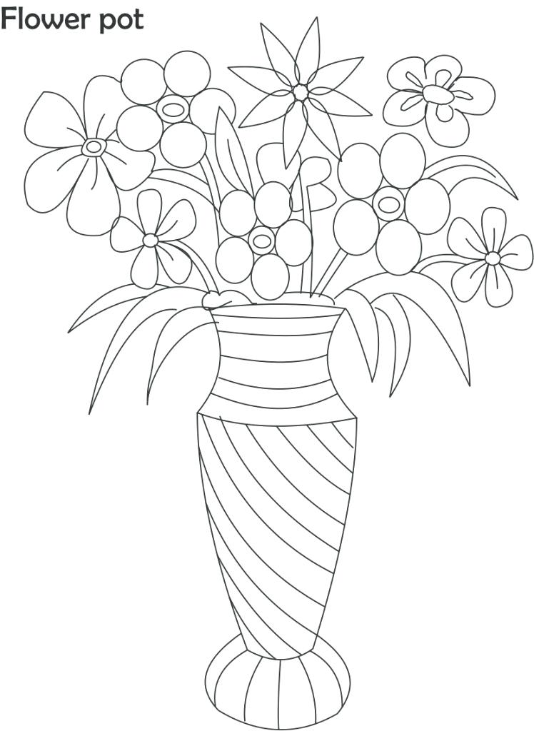 748x1024 Flower Pot Coloring Page