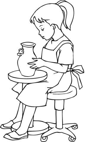 287x480 A Little Girl Doing Pottery Coloring Page Free Printable