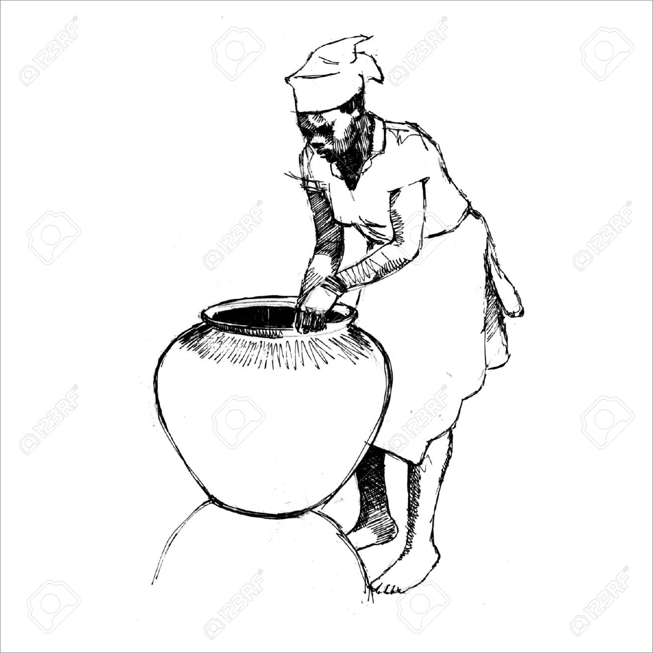 1300x1300 African Woman Making Pottery Royalty Free Cliparts, Vectors,