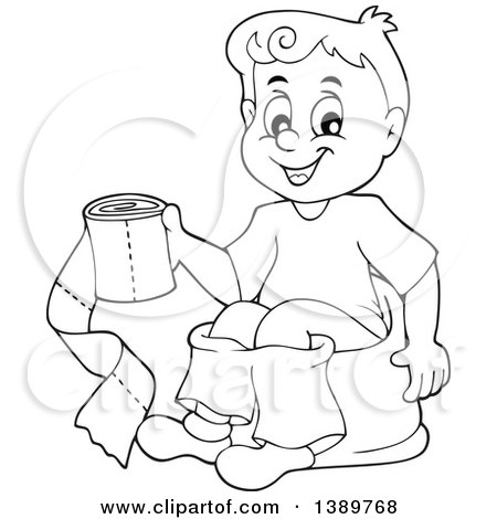 450x470 Clipart Of Cartoon Blacknd White Lineart Boy Sitting On