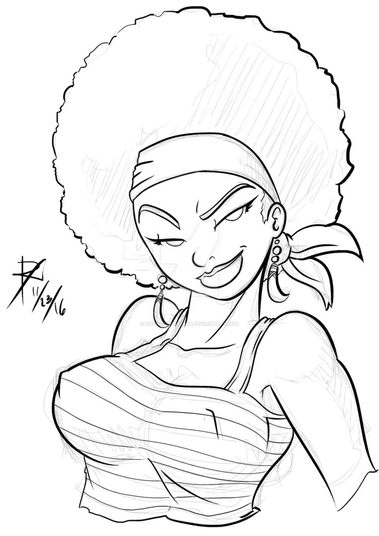 752x1063 Black Power Lineart Training By Rafaeldealmada