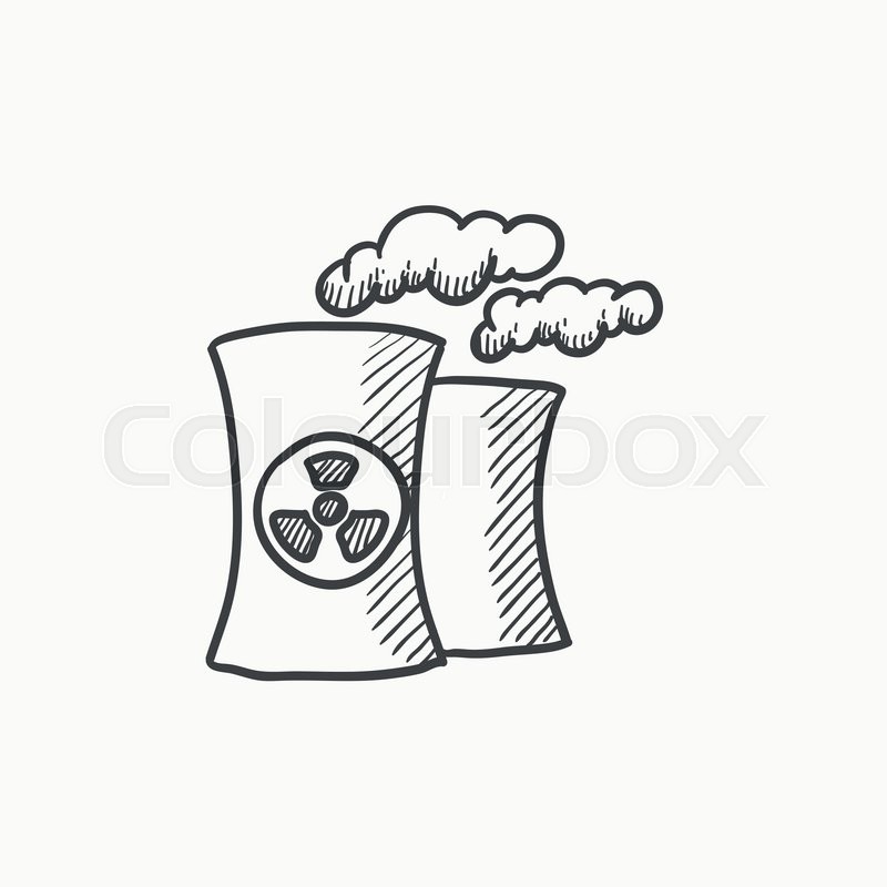 800x800 Nuclear Power Plant Vector Sketch Icon Isolated On Background