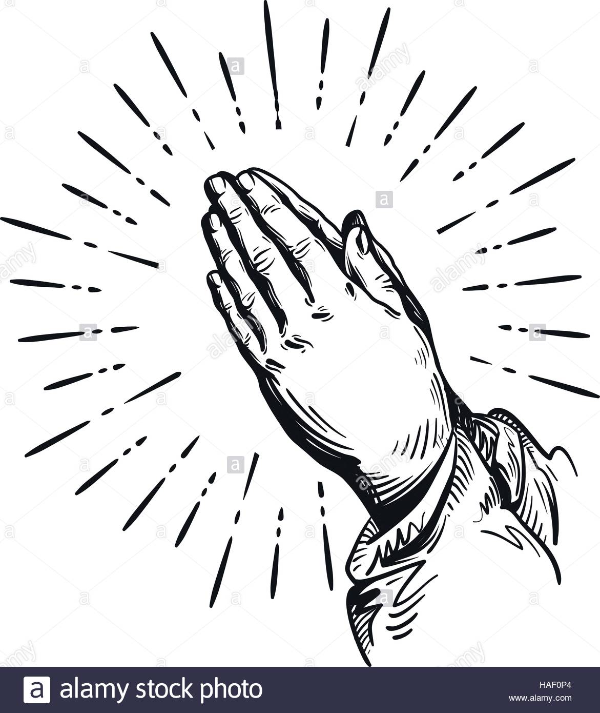 1171x1390 Prayer. Sketch Praying Hands. Vector Illustration Isolated
