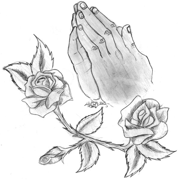 600x599 Praying Hands With Rosery By Haze510