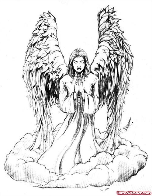 500x644 Praying Angel Tattoo Design Tattoo