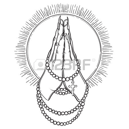 450x450 Praying Hands. Hand Drawn Sketch Vector Illustration Royalty Free