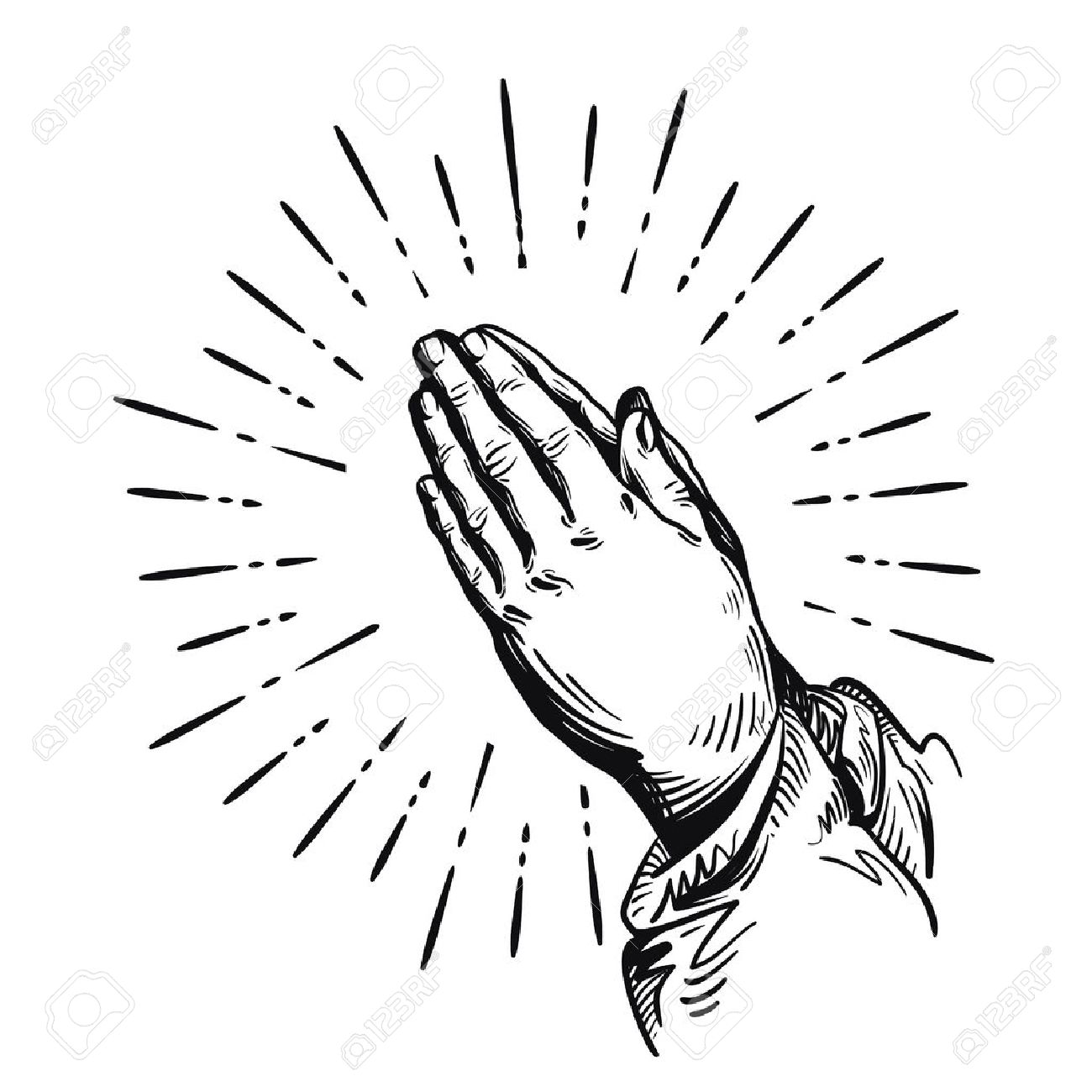 1300x1300 Prayer. Praying Hands. Vector Illustration Isolated On White