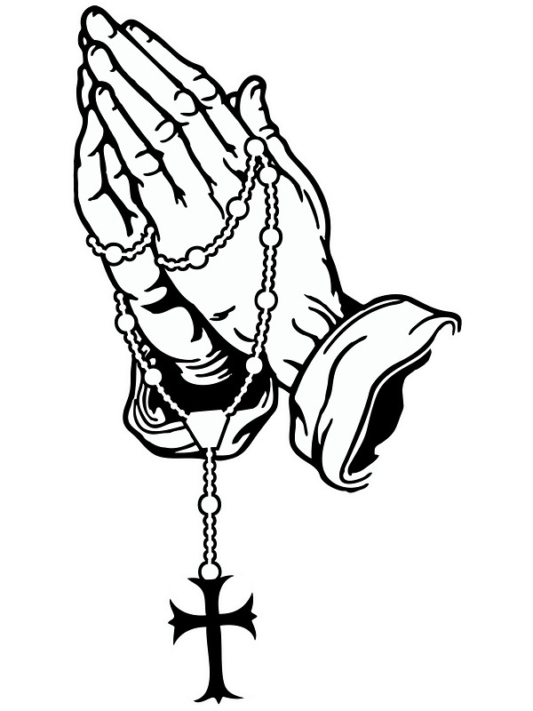 600x800 Praying Hands With Rosenkranz Stickers By Seanmilks Redbubble