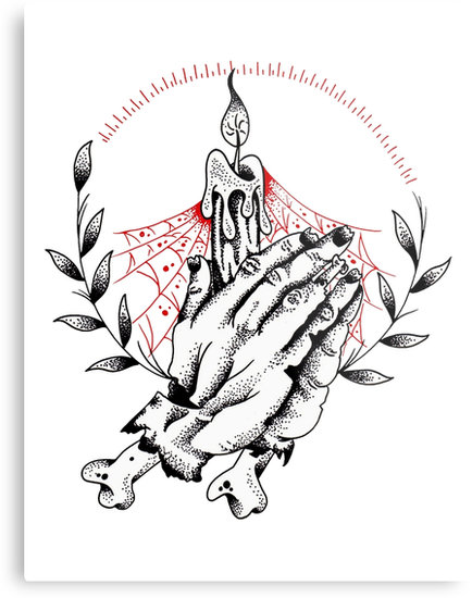 434x550 Praying Zombie Hands Tattoo Design Metal Prints By Drtattoo