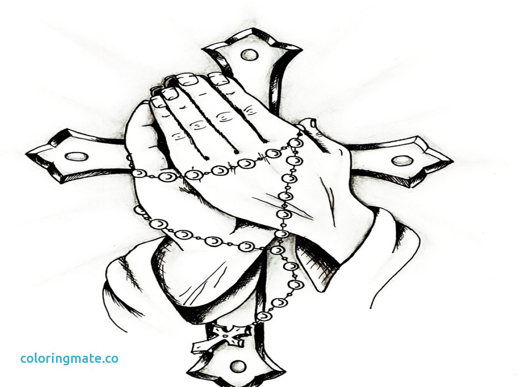 Praying Hands With Cross Drawing at GetDrawings | Free download