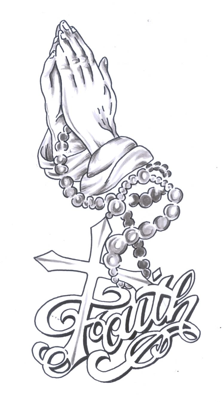 Praying Hands With Cross Drawing at GetDrawings | Free download