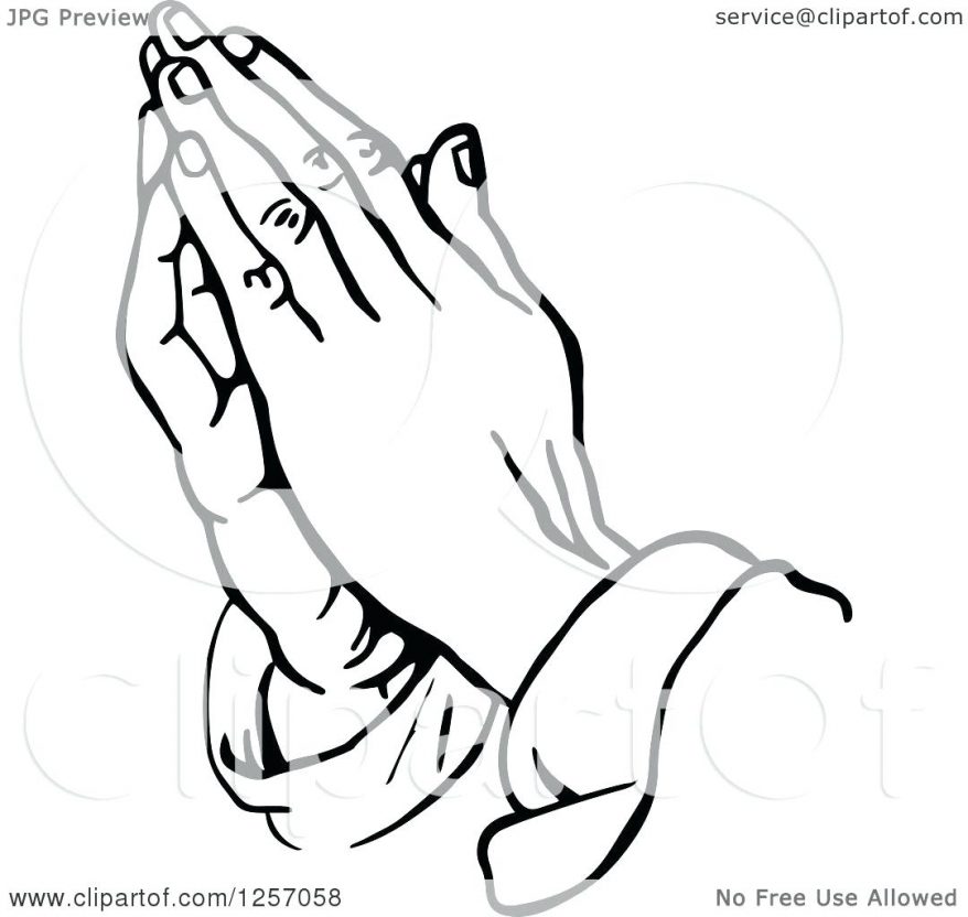 878x832 Of Black And White 28 Marvellous Praying Hands Outline With Rosary