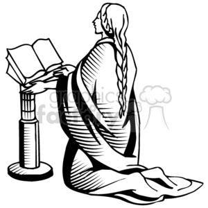 300x300 Royalty Free Drawing Of A Women Praying In Church 164900 Vector