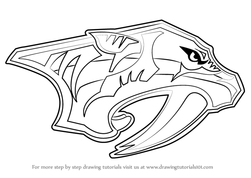 800x566 Learn How To Draw Nashville Predators Logo (Nhl) Step By Step