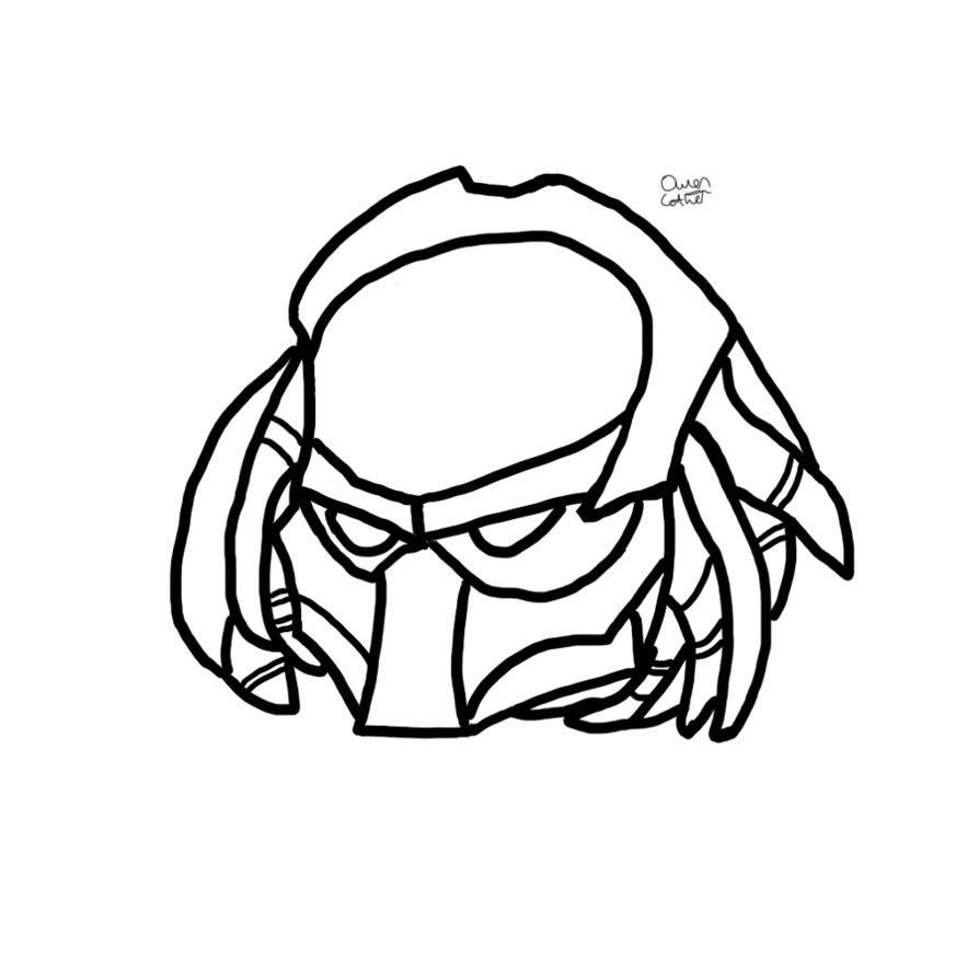 894x894 Predator Face Drawing (Original) By Ixonionxi