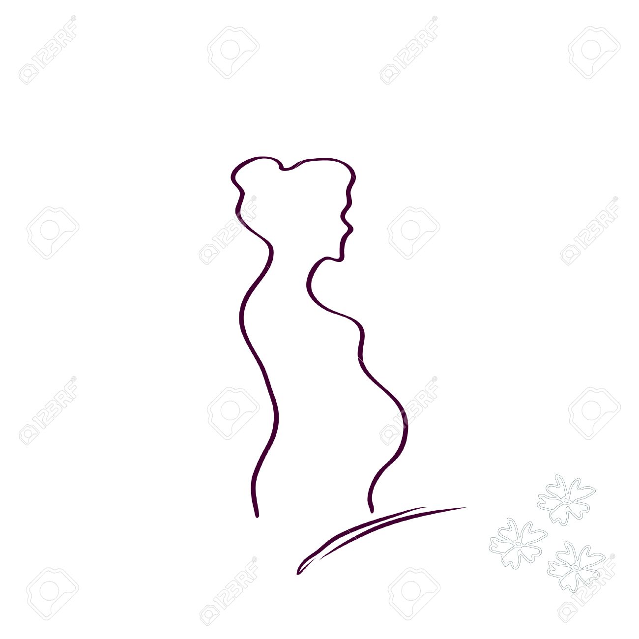 1300x1300 Drawing Sketch Of Pregnancy Girl Royalty Free Cliparts, Vectors