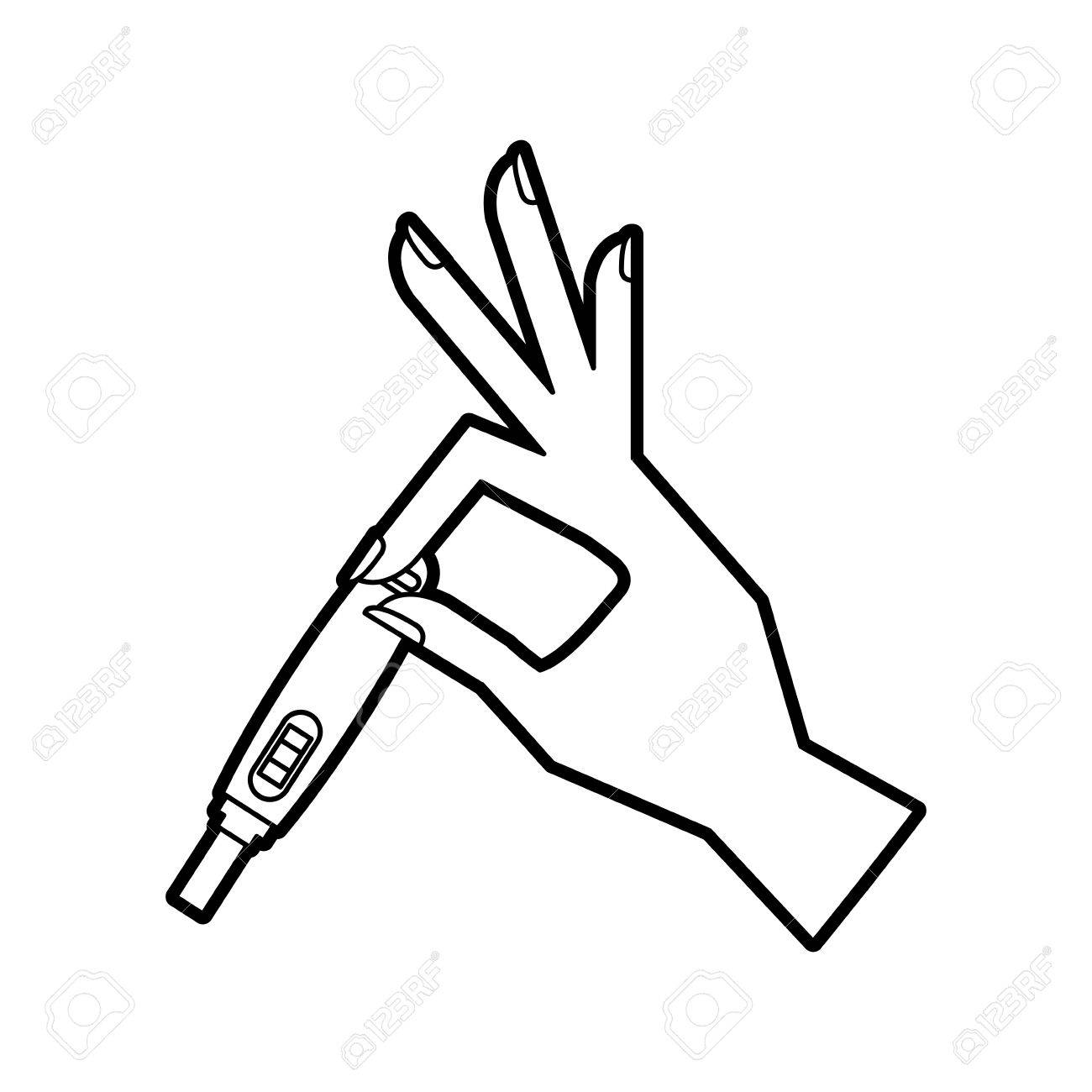 1300x1300 Hand Human With Pregnancy Test Isolated Icon Vector Illustration
