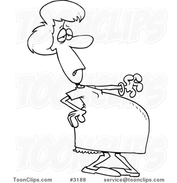 581x600 Cartoon Black And White Line Drawing Of A Pregnant Lady Trying