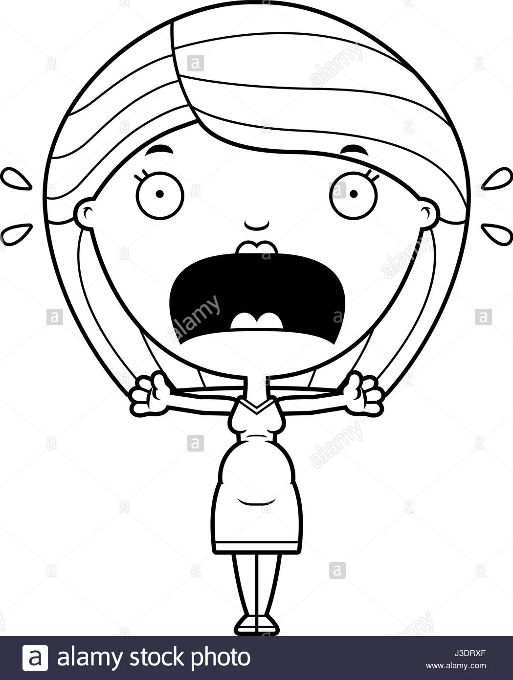 1049x1390 A Cartoon Illustration Of A Pregnant Woman Looking Scared Stock
