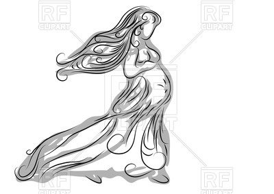 400x283 Hand Drawn Sketch Of Pregnant Woman Royalty Free Vector Clip Art