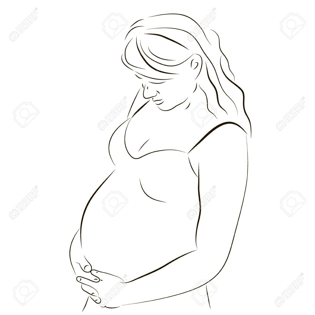 1300x1300 Vector Illustration Of A Beautiful Pregnant Woman Royalty Free