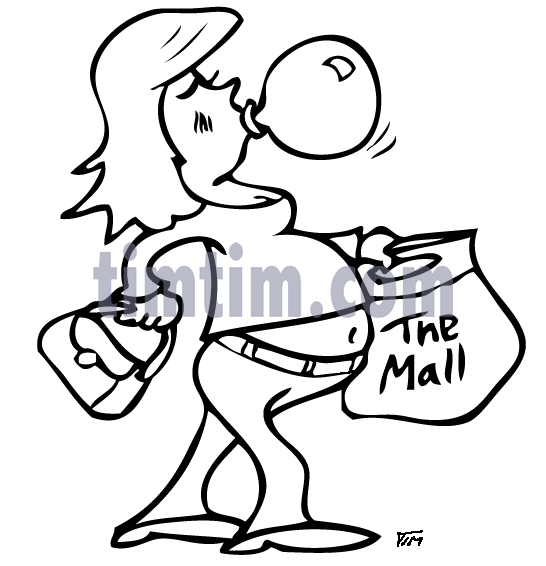 546x566 Free Drawing Of A Pregnant Teen Shopper Bw From The Category