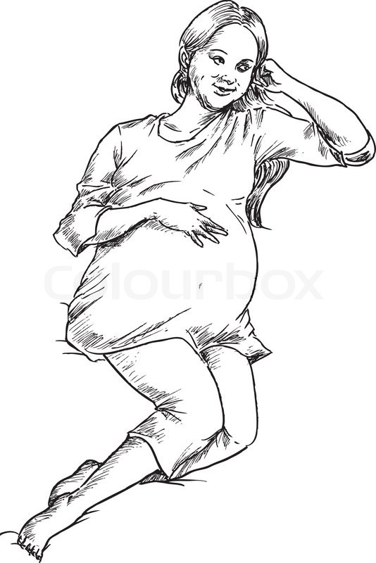 534x800 Hand Drawn Pregnant Woman Stock Vector Colourbox