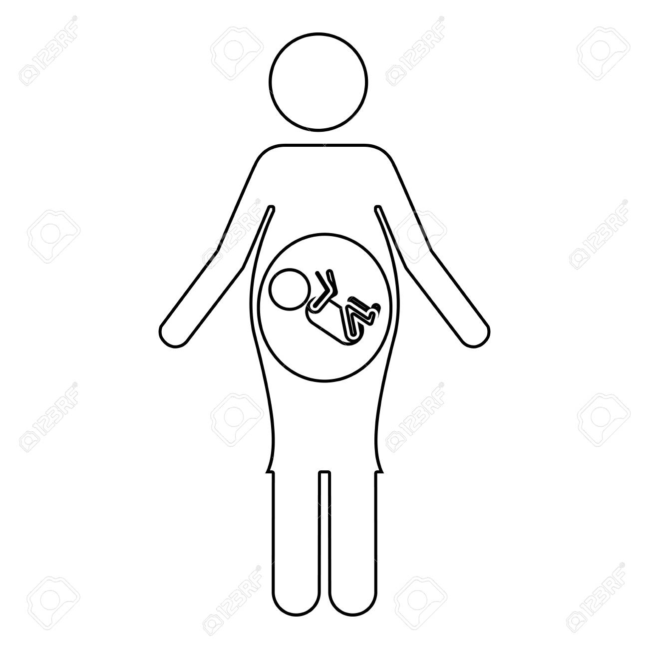 1300x1300 Silhouette Pictogram Woman Pregnant With Baby Figure Inside Vector